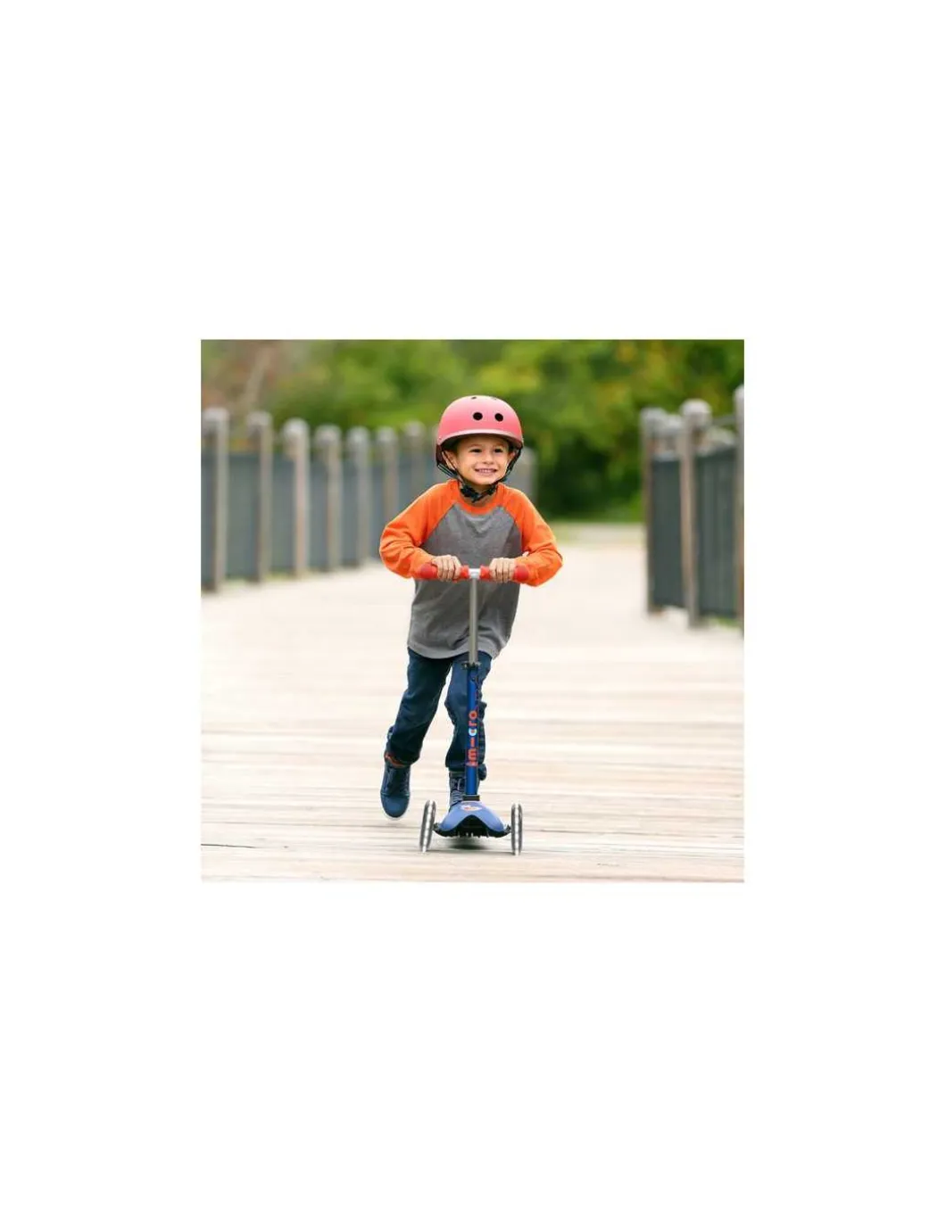 Trottinette Mini Micro Deluxe LED Bleu marine et rouge - Micro Mobility