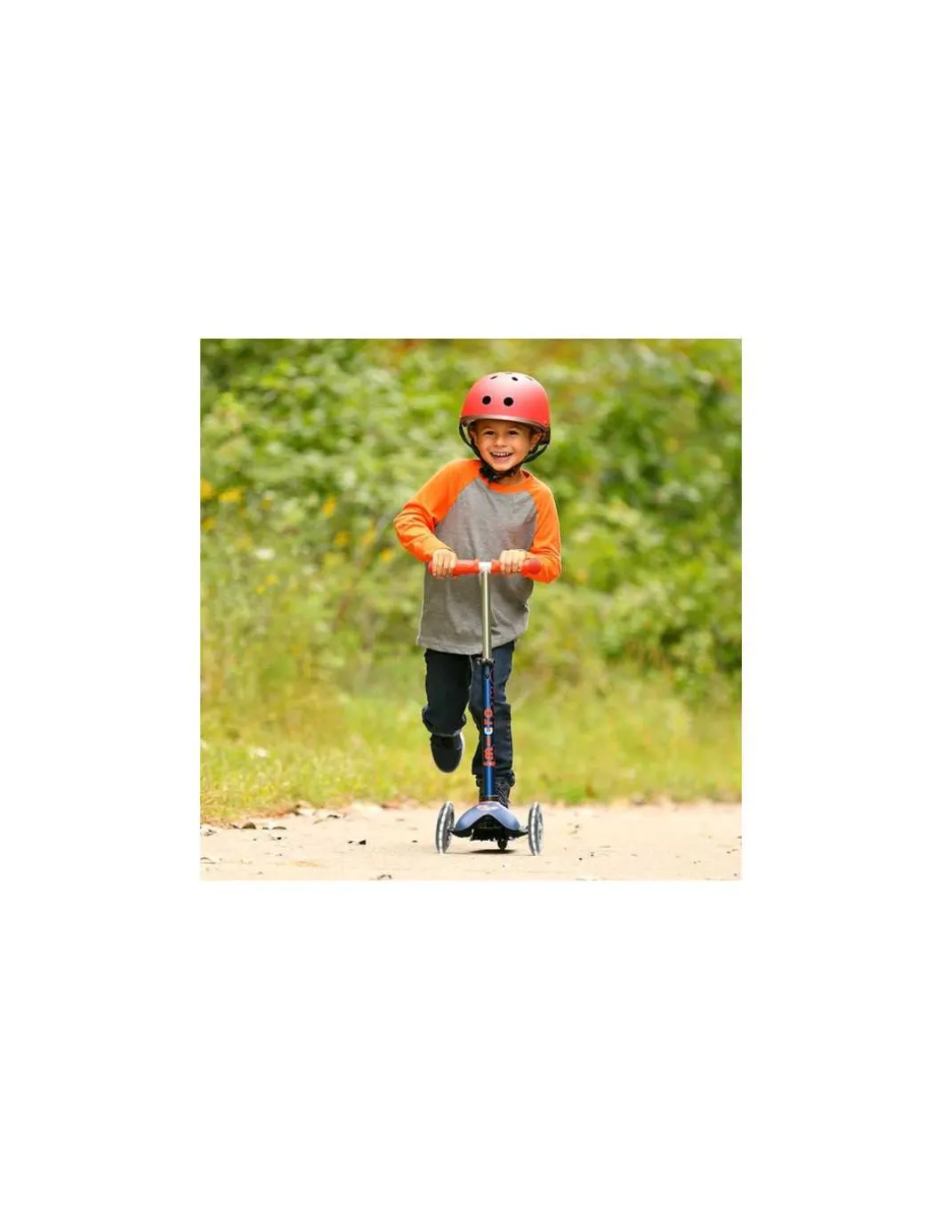 Trottinette Mini Micro Deluxe LED Bleu marine et rouge - Micro Mobility