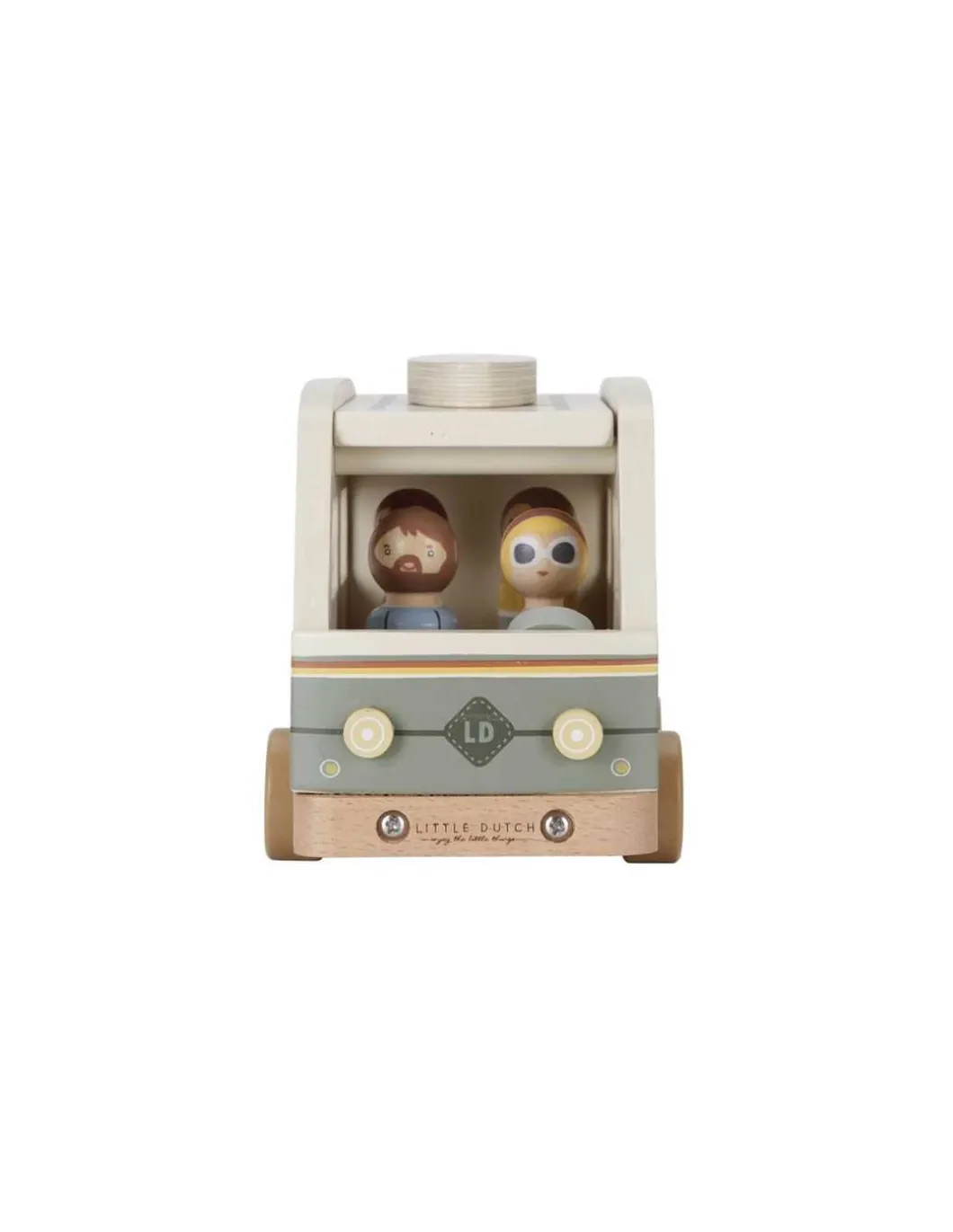 Van retro avec personnages en bois - Little Dutch