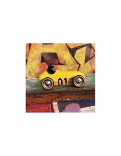 Voiture en bois Old sport Compet’ jaune - Vilac